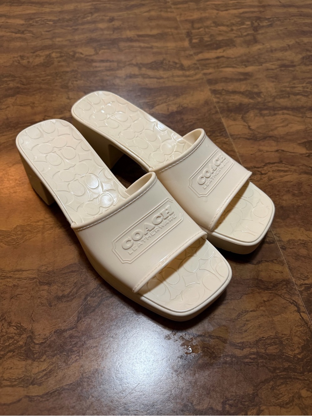 Coach Scarlett Chalk Jelly Platform Slip-On Block Heel Mule Women’s Size 8 - Picture 2 of 6